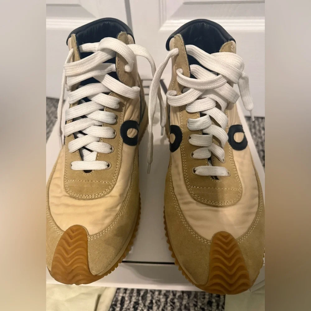 Loewe Beige, White & Black Retro Runner Sneakers High Top size 38 full set - Picture 10 of 10